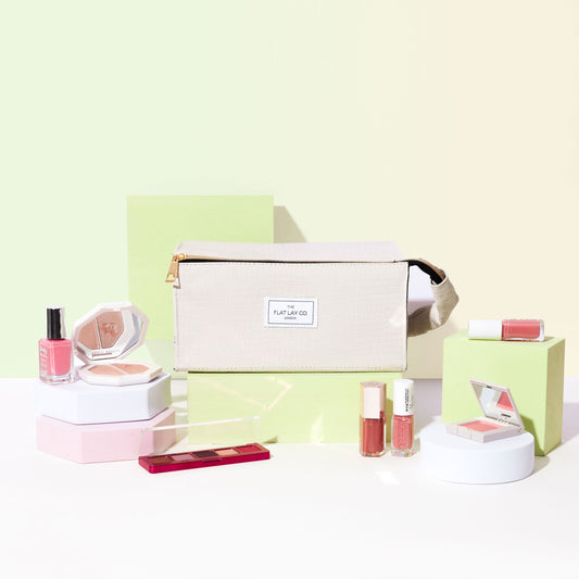 White Croc Open Flat Makeup Box Bag and Tray