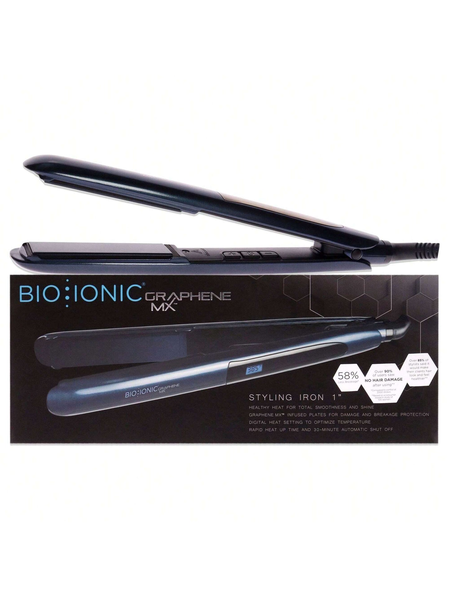 Bio Ionic BIO IONIC Graphene MX Styling Iron - Blue ZSTYLERGRA1 by Bio Ionic for Women - 1 Inch Flat Iron