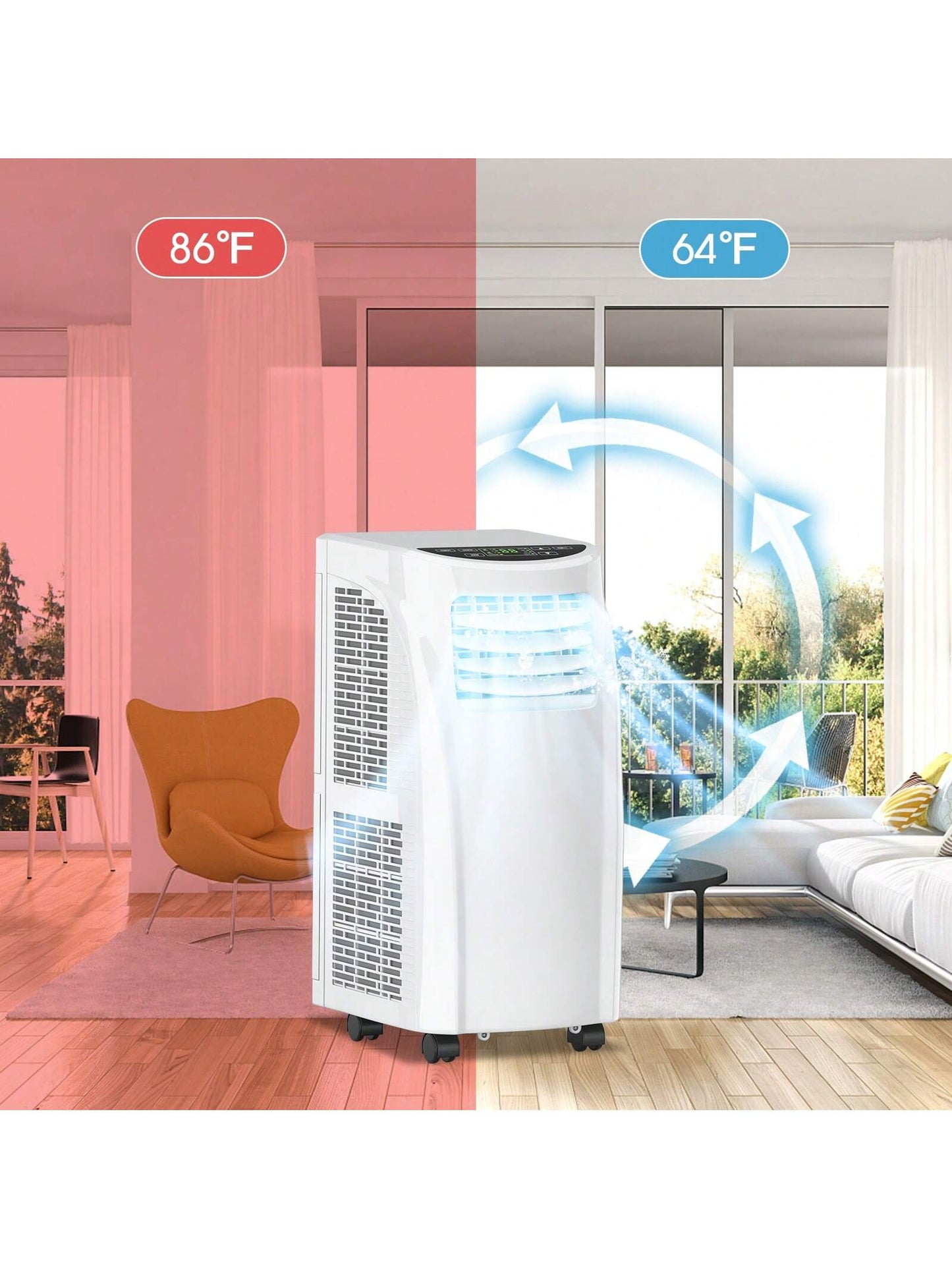 8000 BTU Portable Air Conditioner With Sleep Mode And Dehumidifier Function
