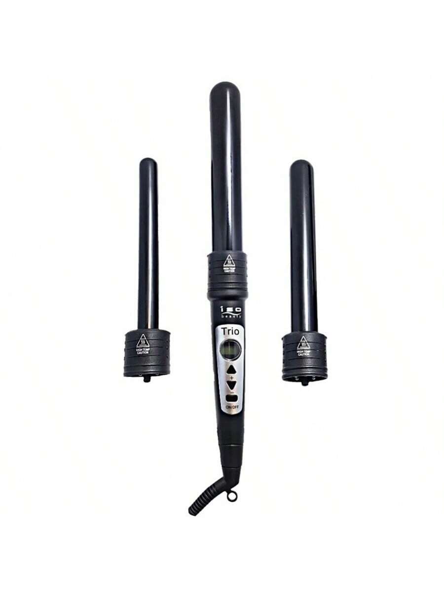 ISO Beauty Trio 3-In-1 Interchangeable Professional Tourmaline-Infused Ceramic Curling Set