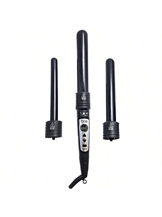 ISO Beauty Trio 3-In-1 Interchangeable Professional Tourmaline-Infused Ceramic Curling Set