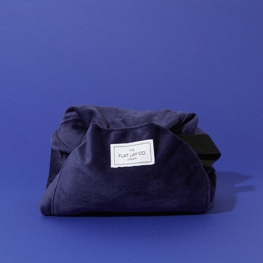 Deep Blue Velvet Full Size Flat Lay Makeup Bag