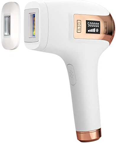 IPL Permanent Laser Hair Removal Device, S.V.G.E.V Painless Epilation for Women & Men, Home Use Hair Remover for Facial Whole Body - 500,000 Flashes, ICE Cooling System, 2 Size Lamp Caps (Pearl White)