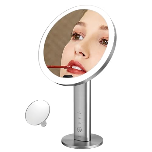 EKO iMira 8" Sensor Lighted Makeup Mirror, 5X Magnifying Mirror + 10X Detachable Magnetic Mirror, Sensor Mirror with 3 Light Tones & Adjustable Brightness, LED Mirror Gifts for Women (Stainless)