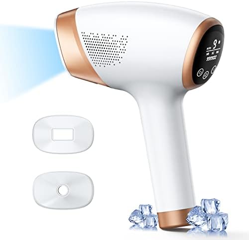 Laser Hair Removal For Men And Women Permanent, Painless IPL Laser Hair Removal With Ice Cooling System At Home Laser Hair Removal Device 9 Energy Levels 2 Modes HR RA SC More Functions