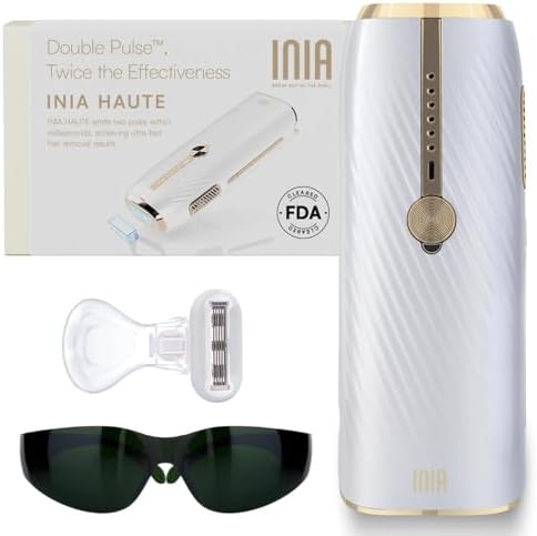 INIA Laser Hair Removal for Women and Men, IPL Hair Removal Device with Sapphire Ice-cooling, Double Effectiveness & 5 Flashes per Second for Long-lasting and Nearly Painless Results