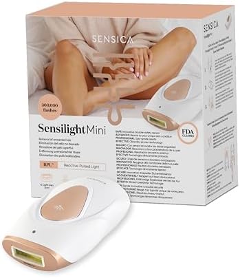 Sensica Sensilight Mini 300 Permanent Hair Removal Device for Men & Women - 300,000 Flashes, Advanced RPL Technology System, Painless Kit, Hairless Body & Face - Bronze/White