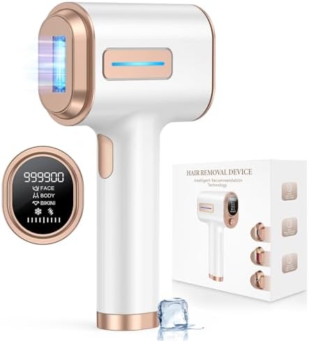 LAORICI At-Home IPL Hair Removal for Women and Men Permanent Laser Hair Removal 999900 Flashes with Ice Cooling Care Function 9 Energy Levels Hair Removal Handset for Face Bikini Line Armpit Leg Back