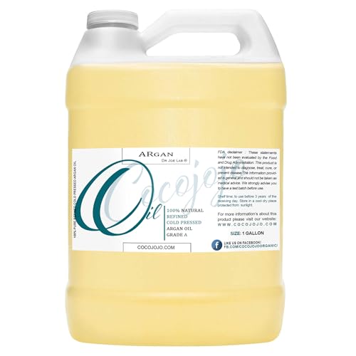 Dr Joe Lab Refined Argan Oil - 100% Pure, Refined, Cold Pressed, Filtered, Unscented Bulk Carrier Gallon - 128 oz - for Skin, Hair, Nails, Body, Beard, Face & Cosmetic Formulation, DIY, Premium Grade
