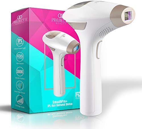 SmoothPro+ IPL Hair Removal Device by Project E Beauty | Intense Pulsed Light | FDA Cleared | Permanent Hair Reduction | 300,000 Flashes Permanent | Painless | 5 Energy Levels | Stop Hair Regrowth