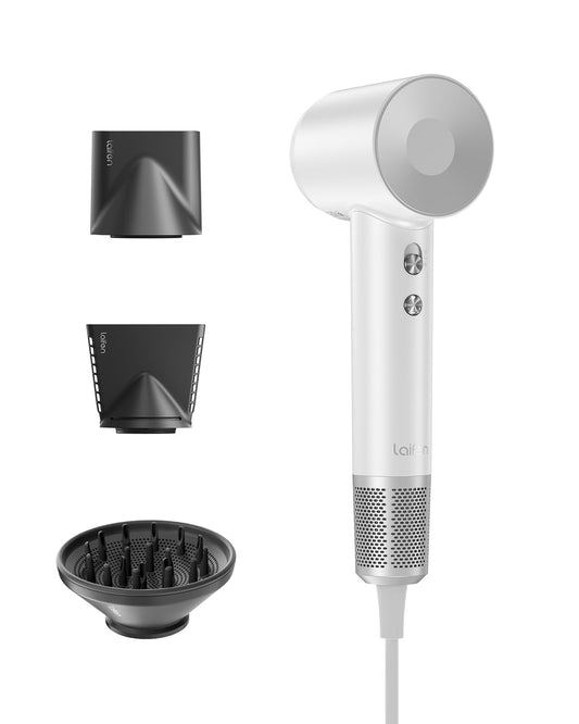 Laifen Hair Dryer, Negative Ionic Blow Dryer with 110, 000 RPM Brushless Motor for Fast Drying, High-Speed Low Noise Thermo-Control Hairdryer with Magnetic Nozzle, for Home, Travel(White)