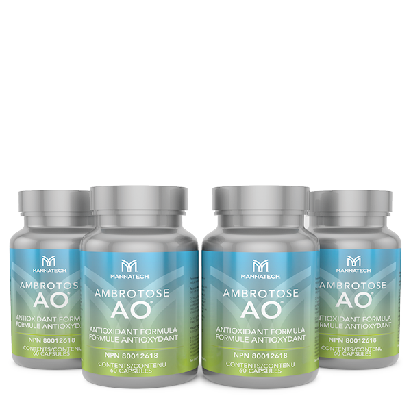 4 Bottles Mannatech Ambrotose AO 60 caps Fights Toxins Stress Vitamin C, E NEW