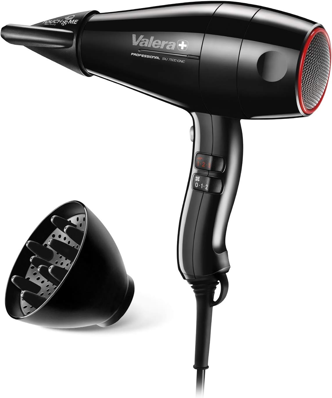 Valera, Swiss Silent Jet Light 7500, Professional Hairdryer, Ionic Hairdryer with Powerful PM Pro Motor, 6 Temperature and Airflow Settings, Flexible Anti-Twisting Cable, 1600 W, Black