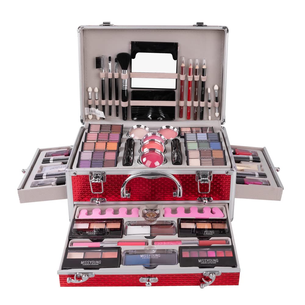 RoseFlower All-in-One Make-up Box Set Multi-purpose Cosmetic Storage Beauty Case Professional Contain Eyeshadow Concealer Lip gloss Blusher Compact Powder Eyebrow and Makeup Pencil Brush #3