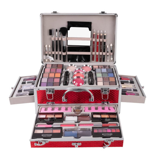RoseFlower All-in-One Make-up Box Set Multi-purpose Cosmetic Storage Beauty Case Professional Contain Eyeshadow Concealer Lip gloss Blusher Compact Powder Eyebrow and Makeup Pencil Brush #3