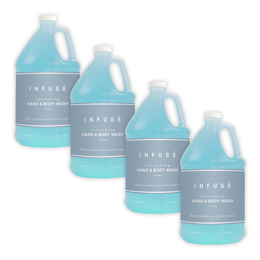 Terra Pure Infuse Hotel Body Wash/Hand Soap | 1 Gallon | Designed to Refill Soap Dispensers (Set of 4)