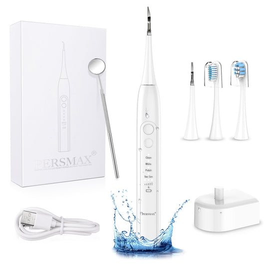 PERSMAX Sonic Electric Tooth Cleaner: 4 Heads, 4 Modes, Oral Mirror, USB Charger - The Perfect Plaque Remover For Teeth!