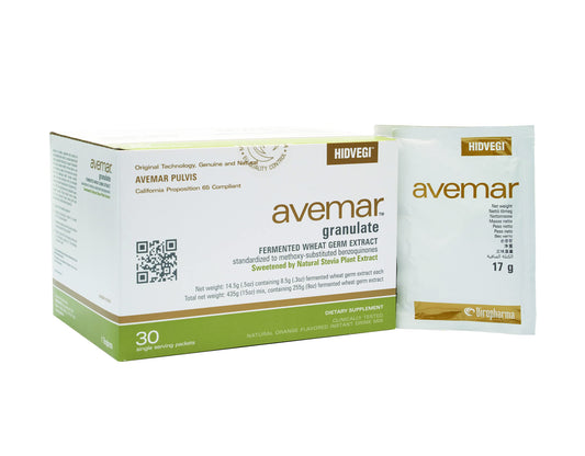 Avemar Fermented Wheat Germ Extract - Authentic Natural Stevia Granulate 30 Sachets