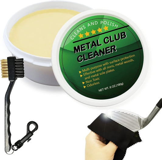 FINGER TEN Golf Iron Polishing Kit Club Cleaner Polish Cleaning Solution Golf Club Care Set Golf Brush Cleaner Sponge Value Pack