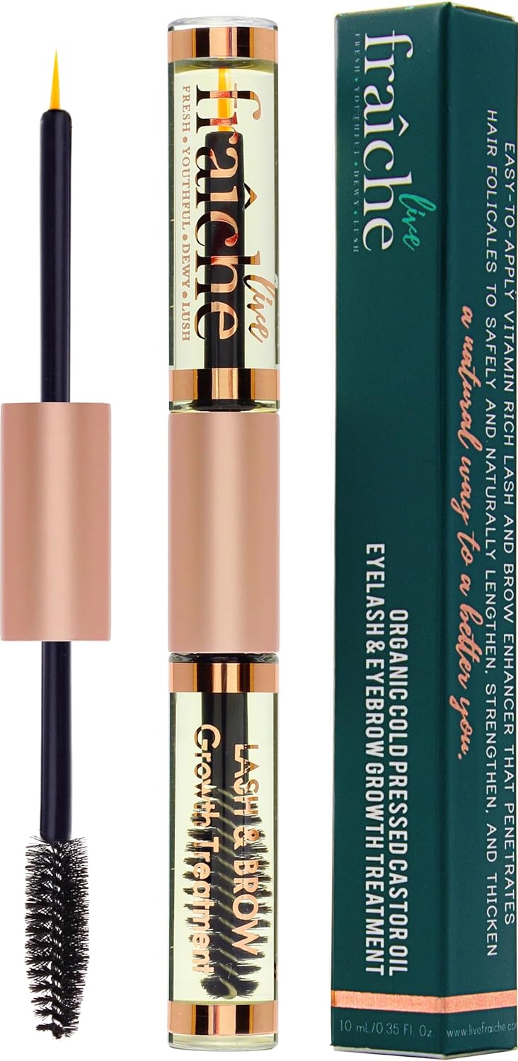 USDA Organic Castor Oil - All Natural Cold Pressed Castor Oil Eyelash Growth Serum with Mascara Tube - Eyelash Conditioner Lash Boost Serum