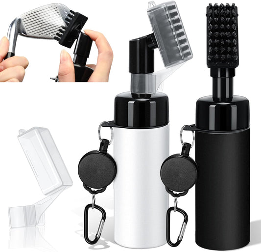 2 Pcs Golf Club Cleaner Brush Golf Cleaning Brush with 5 Ounces of Water, Golf Brush with Stiff Nylon Bristles, Professional Golf Club Cleaning Brush Water Dispenser Cleaner