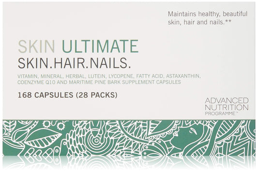 Advanced Nutrition Programme Skin Ultimate Skin. Hair. Nails. Supplement distributed by jane iredale, 28-day supply