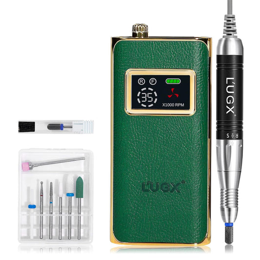 L'UGX Nail Drill, 35000RPM Professional Nail Efile with Cordless Motor, Portable Electric Nail File Machine for Acrylic, Gel Nails, Manicure Pedicure for Home Salon Use