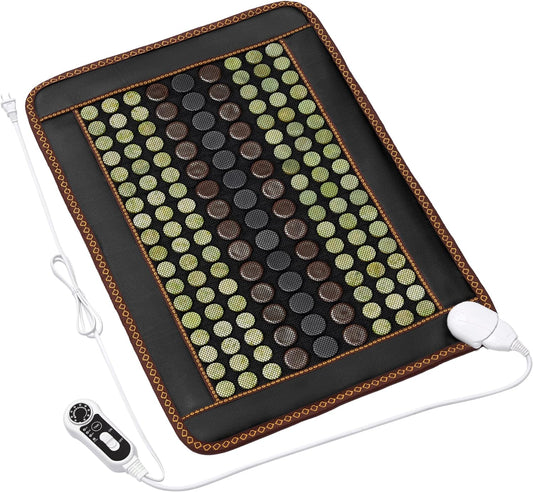 Far Infrared Heating Pad, Natural Jade and 2 Different Tourmaline Heating Pad, Electric Heating Pads for Back Neck Shoulders and Abdomen, Auto Shut Off Function (30.7" X 20.8")