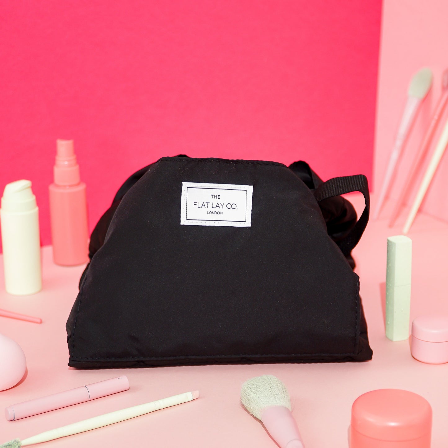 XXL Drawstring Makeup Bag in Classic Black