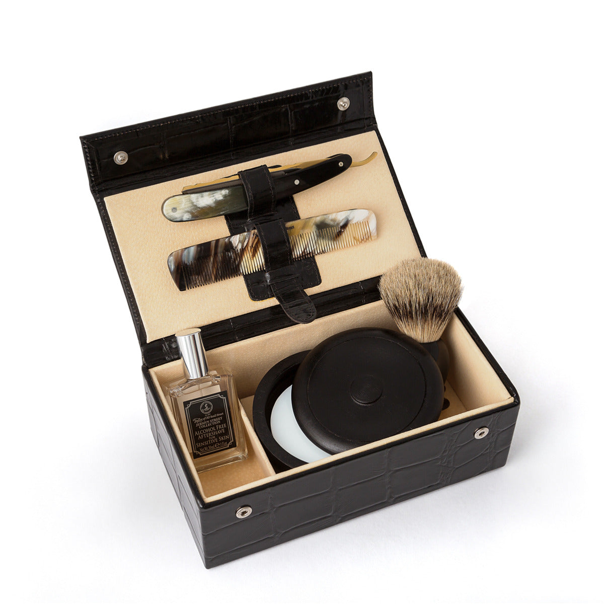 Empty Black Leather Grooming Box