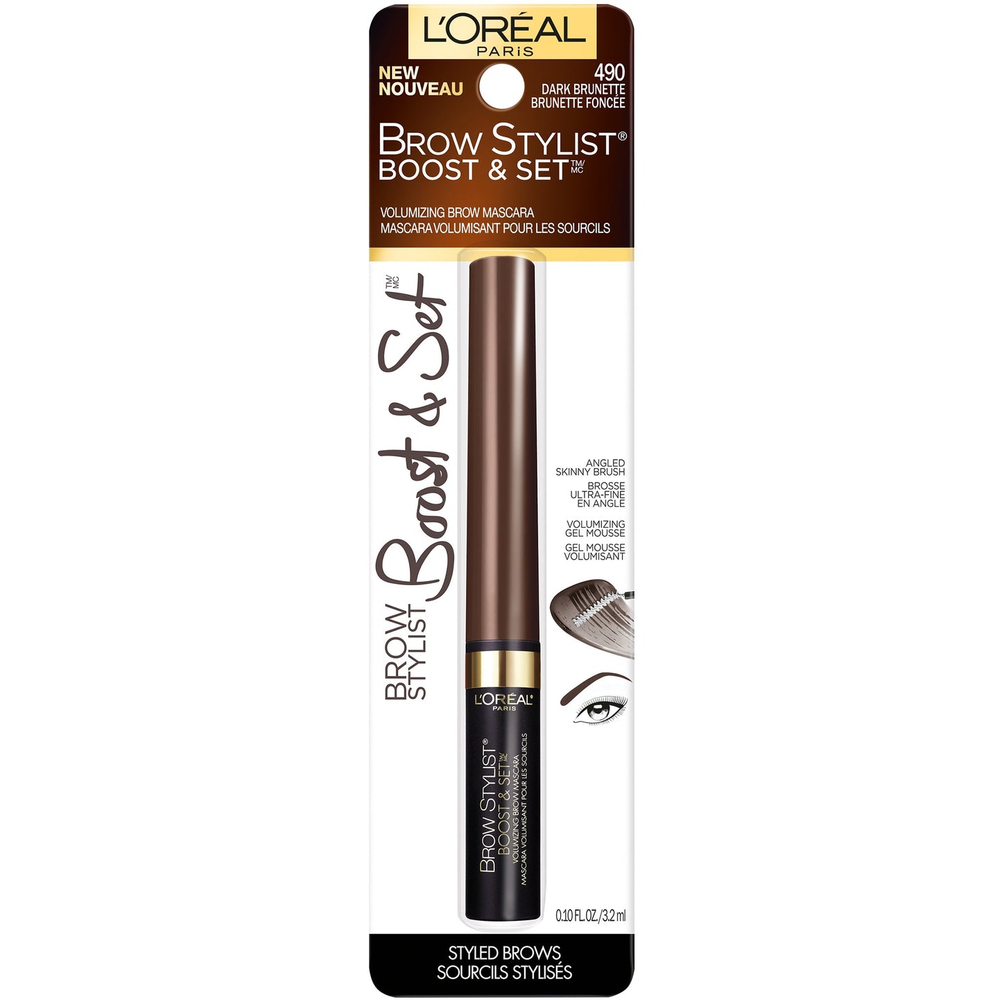 Set Máscara Para Cejas Castaño Oscuro y Brow Stylist Boost Loreal - Venta al por Mayor 72 Unidades (K25845)