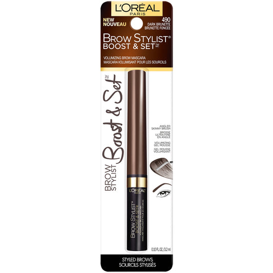 Set Máscara Para Cejas Castaño Oscuro y Brow Stylist Boost Loreal - Venta al por Mayor 72 Unidades (K25845)
