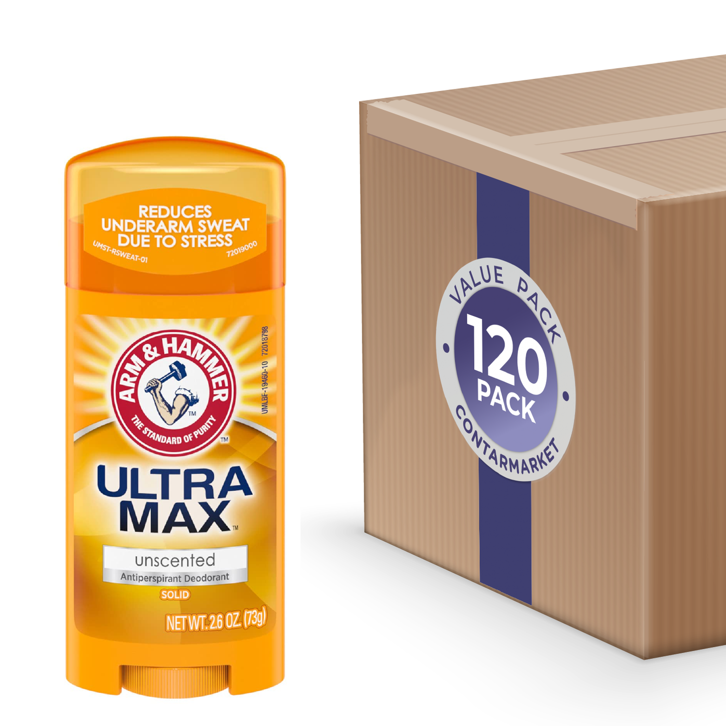 A&H  Deodorant UltraMax Invisible Solid Unscented, 2.6 oz - 120 Pack