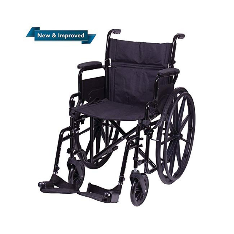 Carex Compact Folding Wheelchair with Large 20” Padded Seat