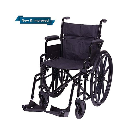 Carex Compact Folding Wheelchair with Large 20” Padded Seat