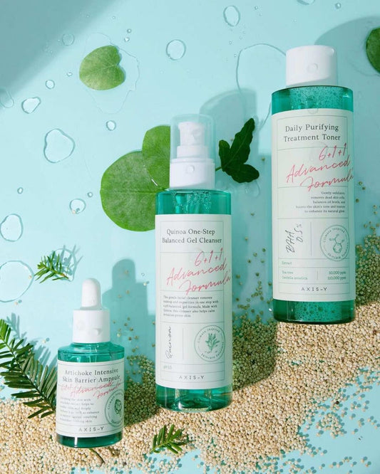 Daily purifying Skin Treatment Balanced Set # Axis-Y Toner + Gel Cleanser +Ampoule
