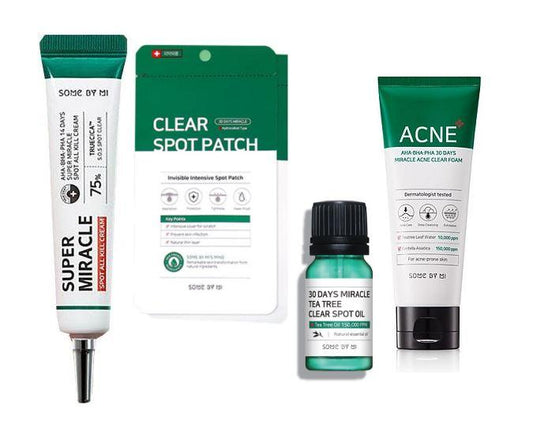 Some By mi Spot & Acne kill Set - Acne clear foam + Clear Spot Patch + Spot All Kill Cream + Spot Oil