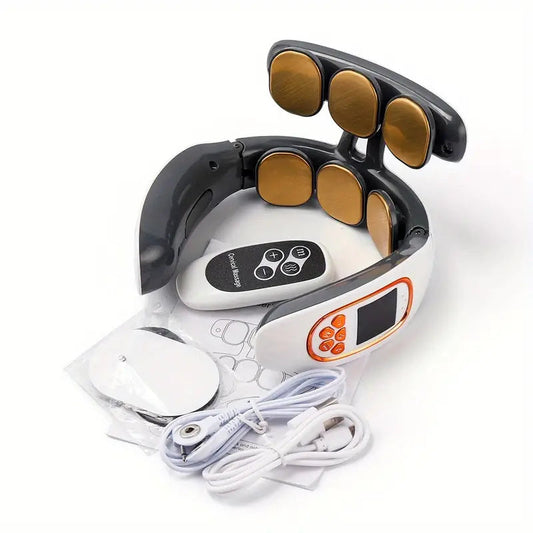 Rechargeable Intelligent Electric Neck Massager, Multifunctional Heating And Intelligent Neck Protector With Remote Control, Heating, Hot Pressing & Magnetic Pulse Therapy