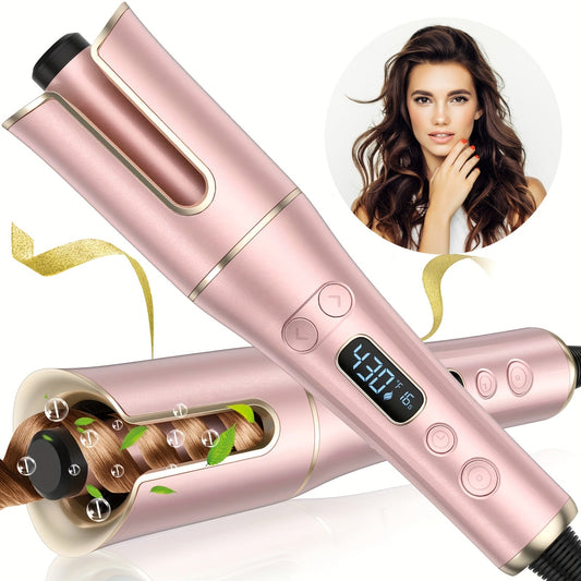 Auto Hair Curler, Automatic Curling Iron Wand With 4 Temperatures & 3 Timers & LCD Display, Curling Iron With 1" Large Rotating Barrel, Dual Voltage Auto Shut-Off Spin Iron For Hair Styling