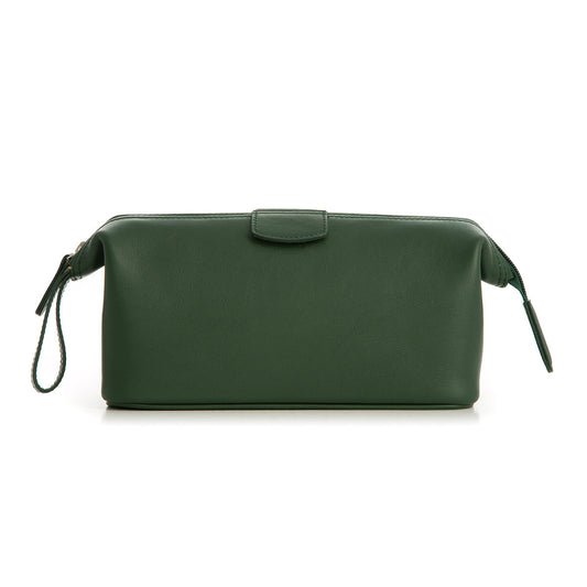 Medium Royal Forest Green Leather Wash Bag
