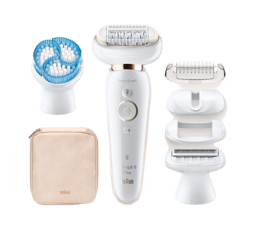 Braun Silk Epil 9 Flex 9010 Wet & Dry Epilator With 6 Extras incl. Deep Body Exfoliation Brush
