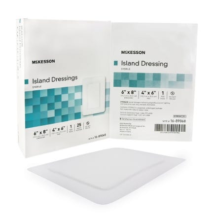 McKesson 1689068 Adhesive Dressing 6 X 8 Inch Polypropylene / Rayon Rectangle White Sterile. Case of 100